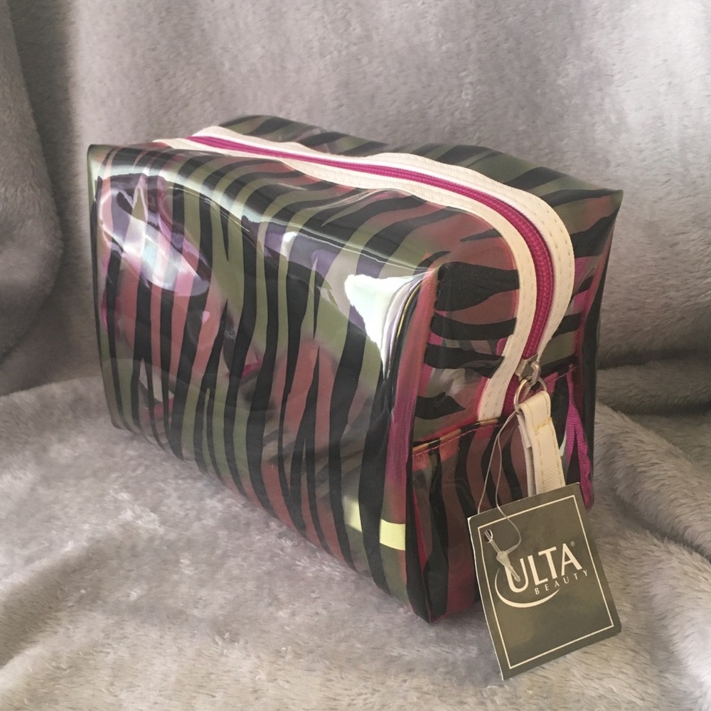 Ulta Beauty Pink and green Zebra Makeup pouch